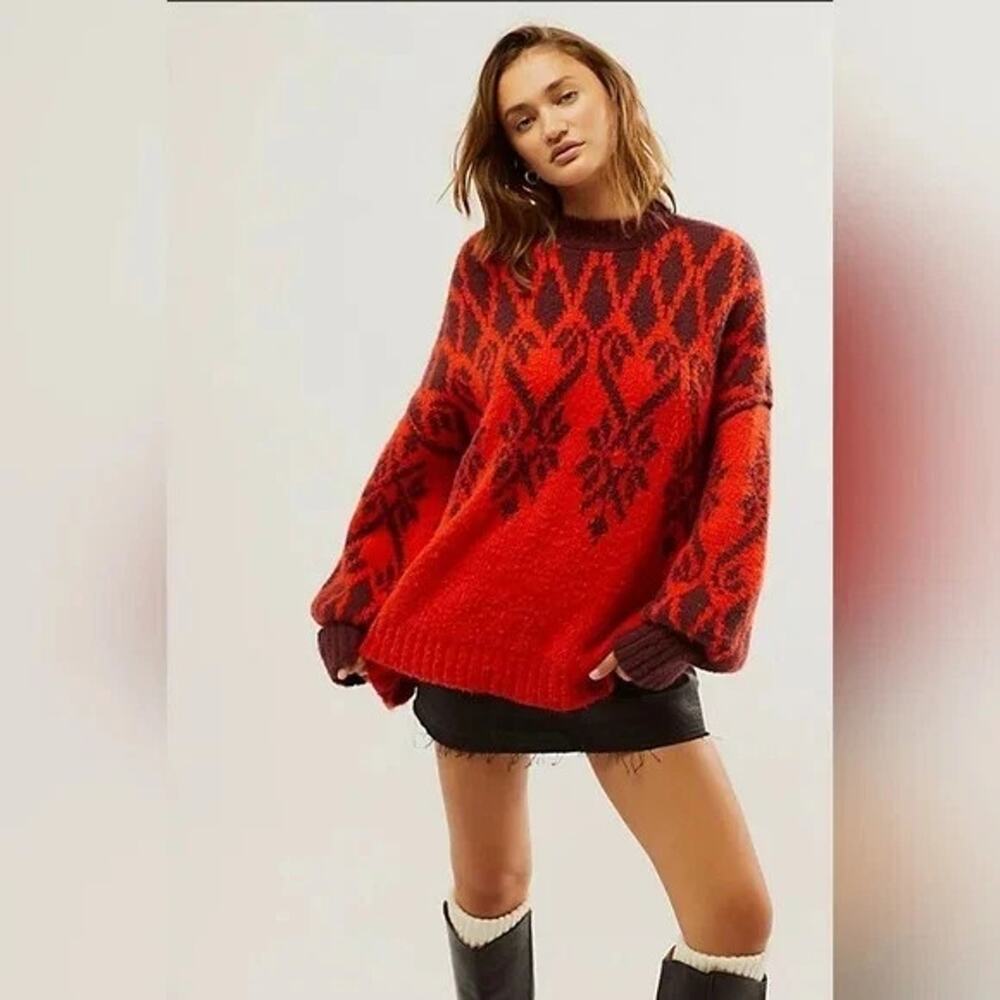 Free People Fireside Tunic In Decadent Red | Size Extra Small